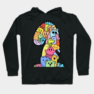 Number 1 one - Funny and Colorful Cute Monster Creatures Hoodie